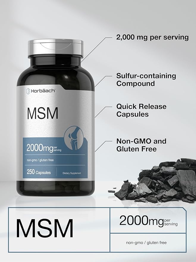 Horbäach MSM Supplement Capsules 2000mg | 250 Count