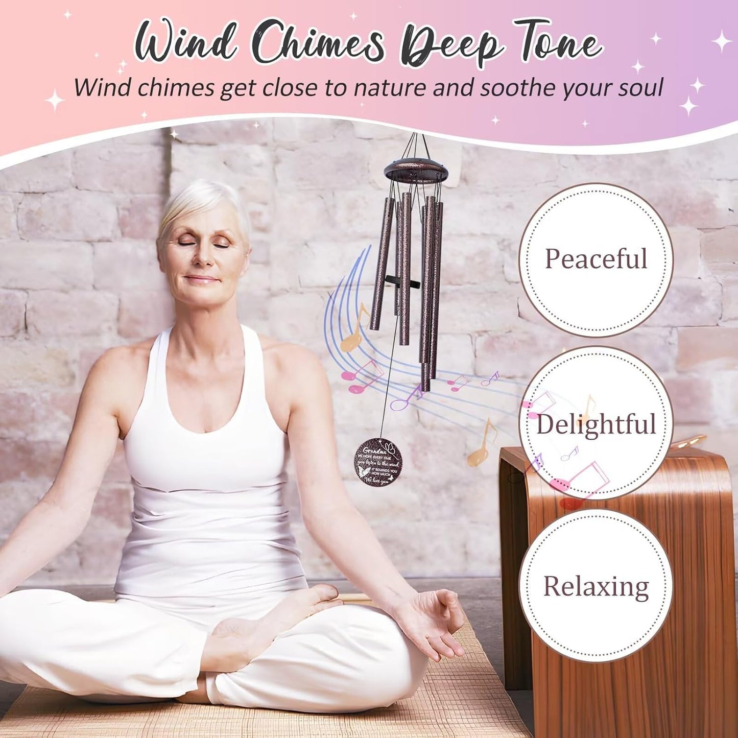 Gifts for Grandma, 25''Wind Chimes, Grandma Birthday Gifts for Grandmother from Granddaughter Grandson Grandkids, Mothers Day, Thanksgiving, Christmas Day Gift Ideas for Love Rreminder