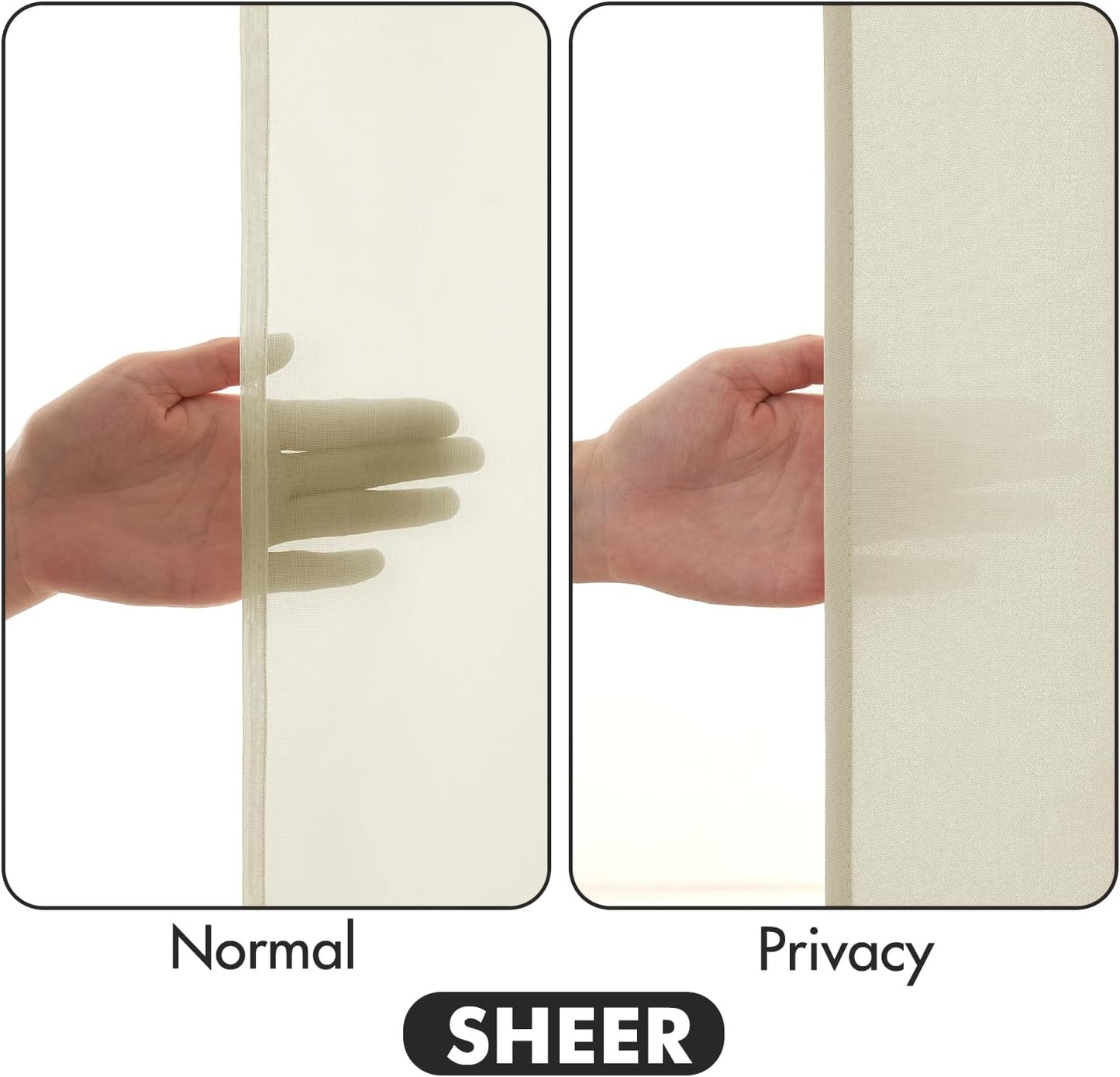 MIULEE Cream Beige Privacy Sheer Curtains That Let Light in 90 Inches Long Non-See-Through Semi Sheer Curtain Light Filtering Window Curtains Drapes for Living Room Bedroom 2 Panels Set 42 X 90