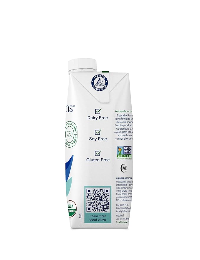 KATE FARMS Organic 1.4 High Calorie 20g Protein, 27 Vitamins 11 oz (12 Pack)