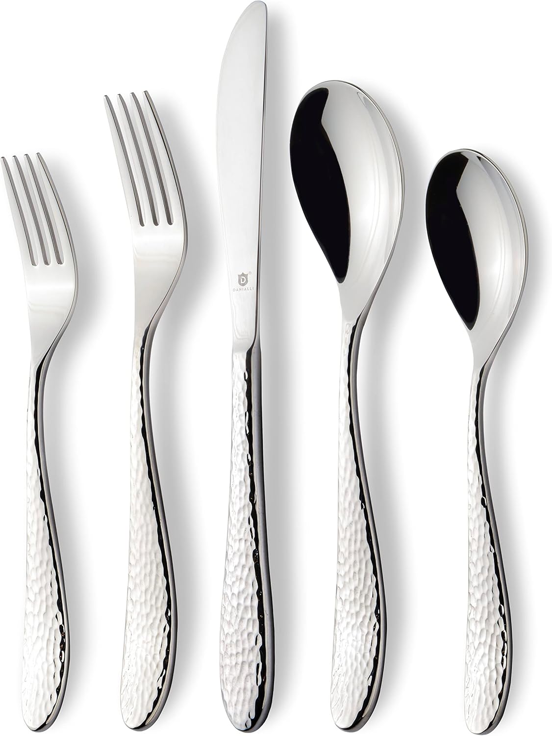 Hammered Silverware Set | Premium 18/10 Stainless Steel Flatware Service for 12 | Heavy-Duty & Dishwasher Safe | Built to Last (60-Piece, Marettimo Hammered)