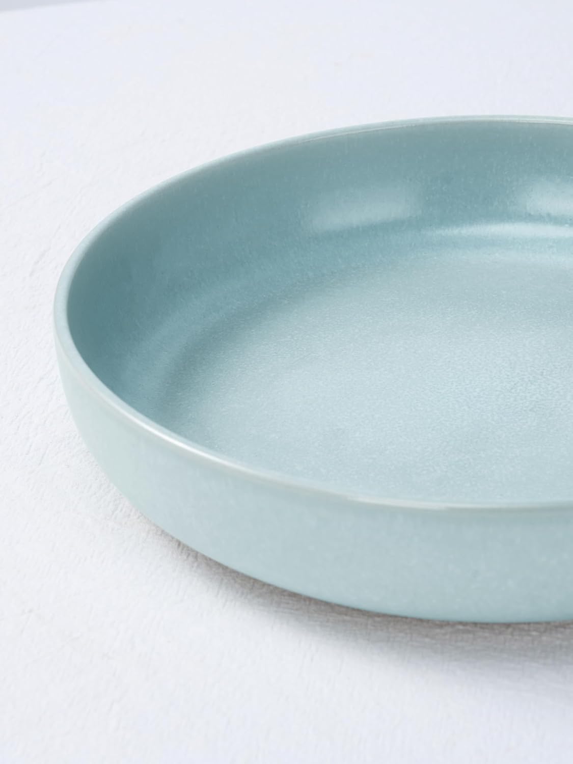 famiware Milkyway Pasta Bowls Set of 4, 8.5" Large Salad Bowls, Double Reactive Glaze, Sturdy & Stackable, Ideal for Housewarming, Festivals, Light Blue