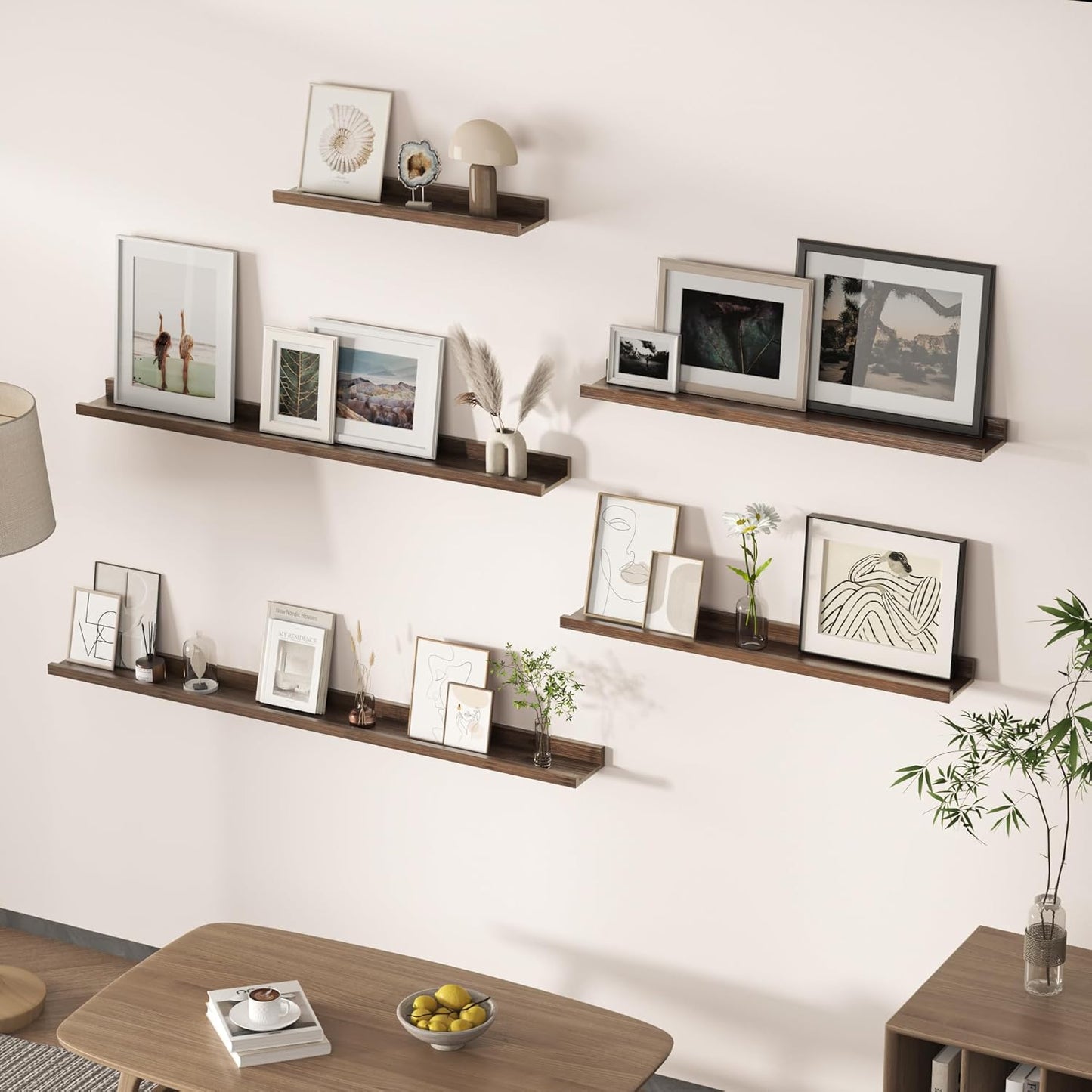 Floating Shelves for Wall, Picture Ledge Shelf 24 Inch Solid Wood Set of 2, Rustic Wall Shelves with Lip, Kids Bookshelf, Photo & Picture Live Edge Floating Shelves for Bedroom, Living Room, Kitchen