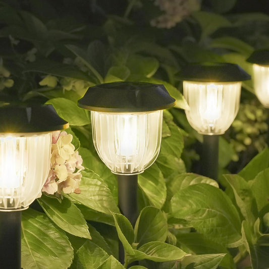 AOSEA LED Solar Lights for Outside,Bright 6 Pack Solar Lights Outdoor IP65 Waterproof,Landscape Lighting,Garden Decorative for Yard,Patio,Walkway,Sidewalk,Driveway,Lawn (Warm)