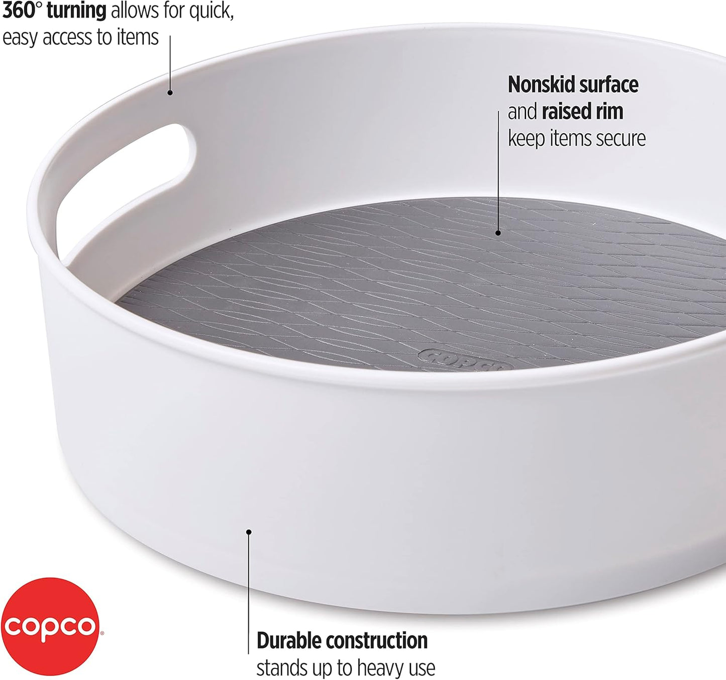 Copco Non-Skid Storage Turntable, 12-Inch, Gray