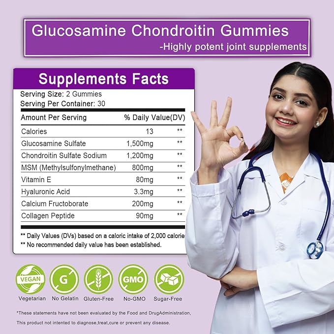Extra Strength Glucosamine Chondroitin Gummies -60Ct