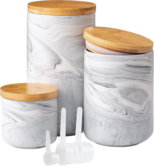 Yangbaga Coffee Canister with Airtight Lid, Ceramic Sugar Canisters Sets for the Kitchen, Food Storage Containers for Ground Coffee,Tea,Sugar,Spice