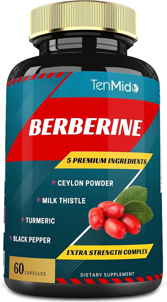 Berberine Supplement Extract Capsules, 2 Months Supply & Ceylon, Milk Thistle, Turmeric, Black Pepper | Immune Function Supports, Weight Management Supplements