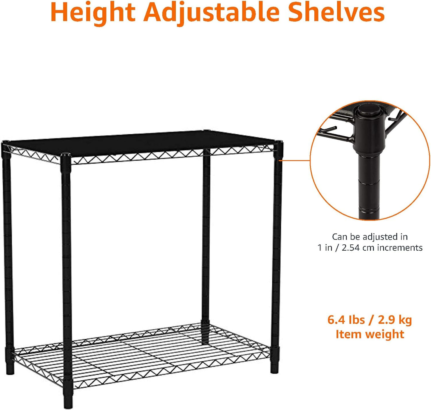 Amazon Basics 2-Shelf Stackable Storage, 13.3" D x 23.2" W x 22.2" H, Black