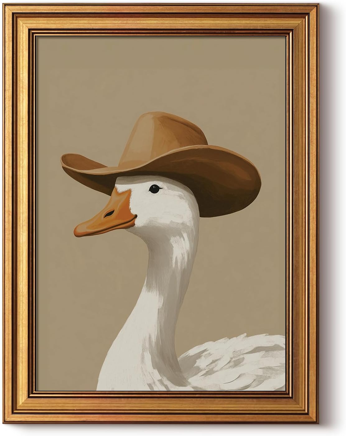 HUARCEY Gold Framed Vintage Wall Art for Living Room, Trendy Duck Canvas Print Wall Decor Maximalist Eclectic Artwork Gallery Picture Oil Painting Boho Western Cowboy Decor Bedroom Bathroom 12"x16"