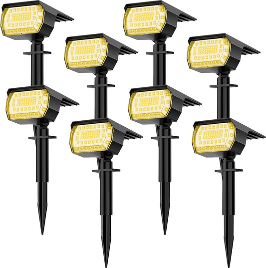 LANSOW Solar Spot Lights Outdoor, [8 Pack/76 LED] 2-in-1 Solar Landscape Spotlights, 3 Modes IP65 Waterproof Dusk to Dawn Solar Powered Flood Wall Lights for Outside Yard Garden Pathway(Warm White)