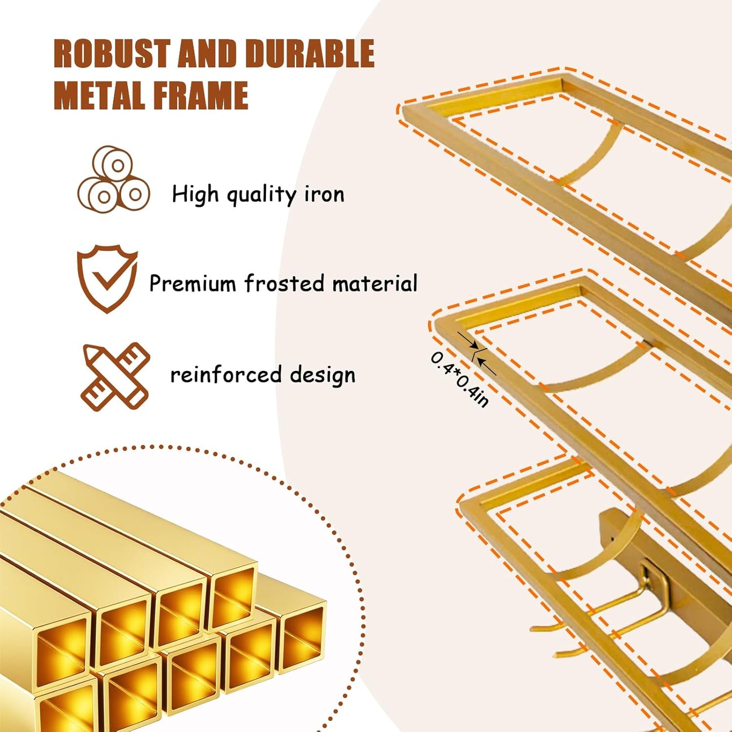 8 Bottle Wall Mount Wine Rack with Wine Glass Holder, Metal Wine Wall Rack, Wall Racks for Wine Bottles Display and Storage, Hanging Bottle Organizer for Living Dining Room Wine Cellar Bar (Gold)