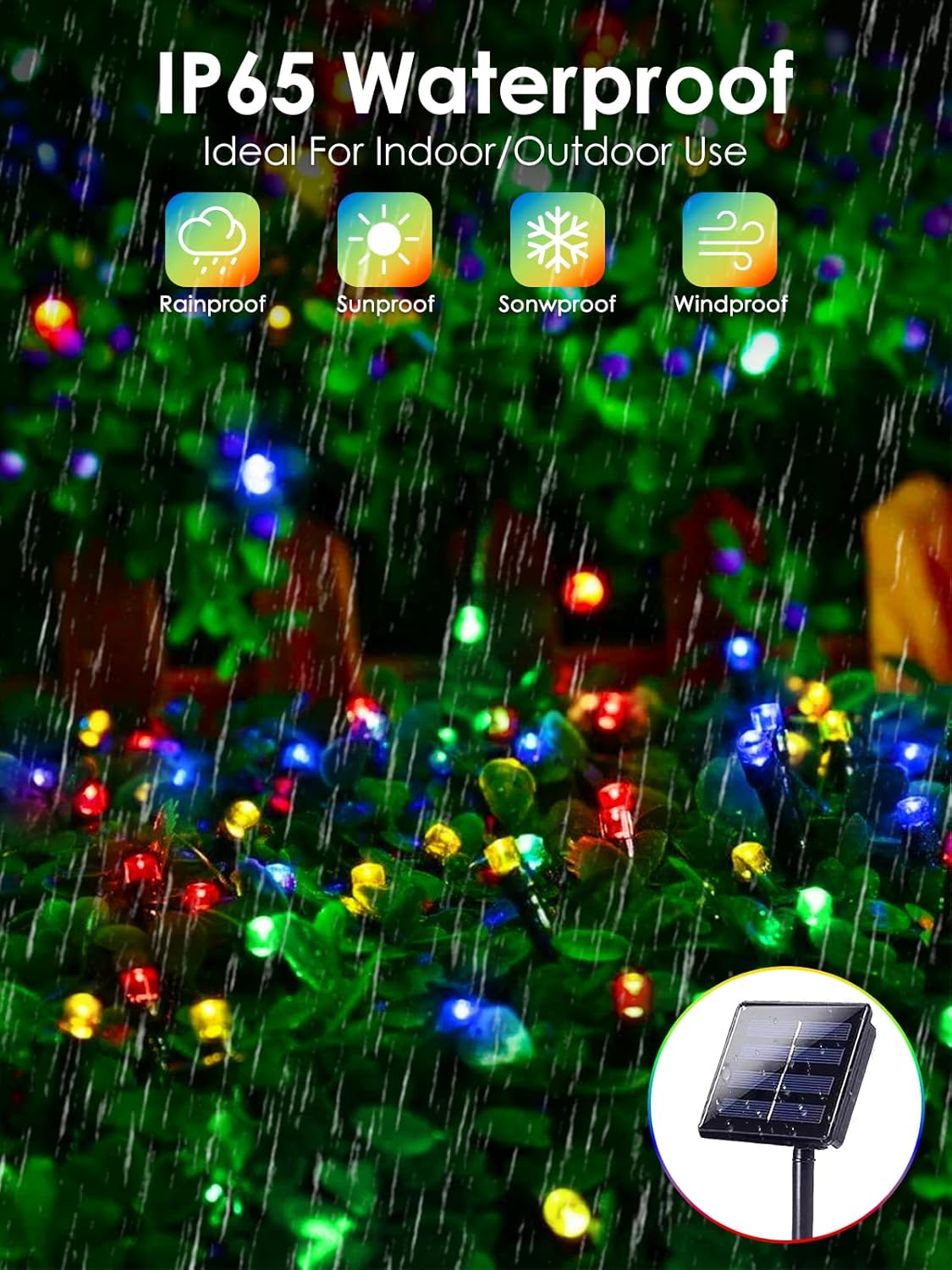 Multicolor Solar Christmas Lights Outdoor Decorations Waterproof, Tatal 6 Pack 600LED 198FT Solar String Lights Green Wire with 8 Modes, Christmas Fairy Light for Xmas Tree Party Wedding Garden Decor