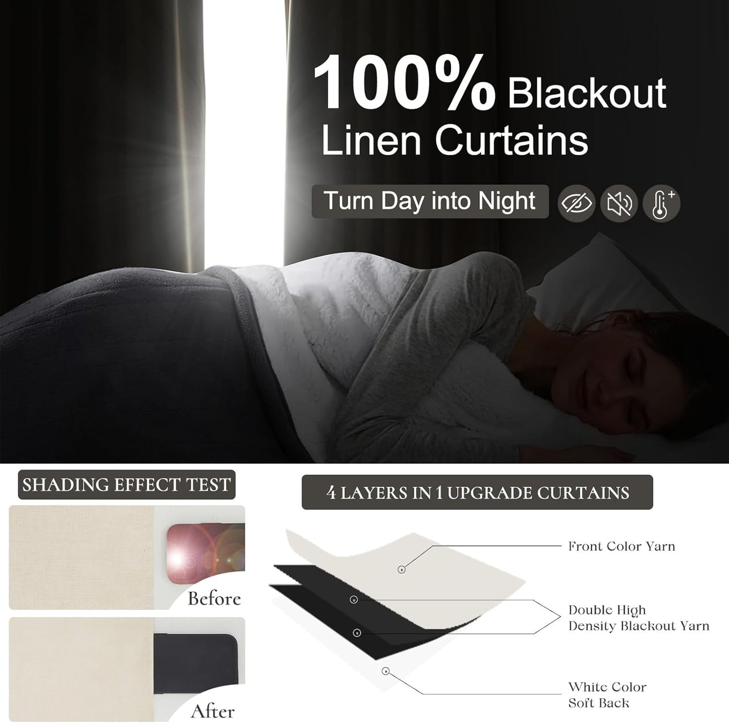 Black Out Curtains 108 Inch Long 2 Panels Burg, Blackout Tall Floor Length Curtains for High Living Room Sound Proof Curtains Linen Window Hooks for Pinch Pleated Drapes Track System Buttercream Ivory