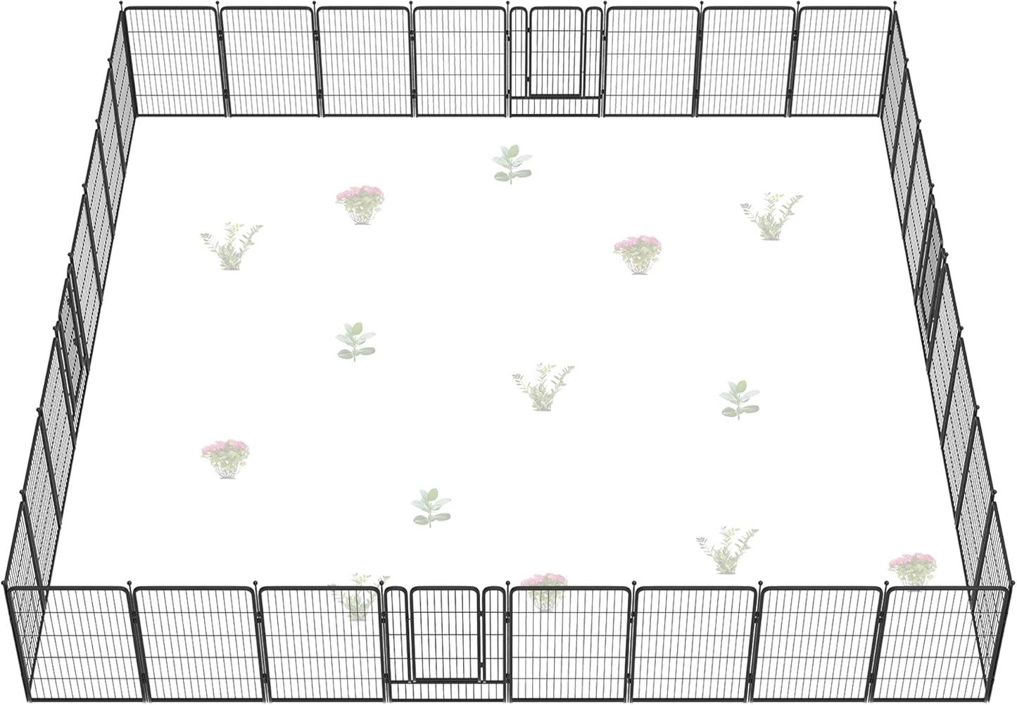 FXW Garden Fence Outdoor for The Yard – 40in(H) x 72.0ft(L) Heavy Duty Metal Animal Barrier for Dog and Rabbit, Decorative Dog Fence, 32 Panels, Black