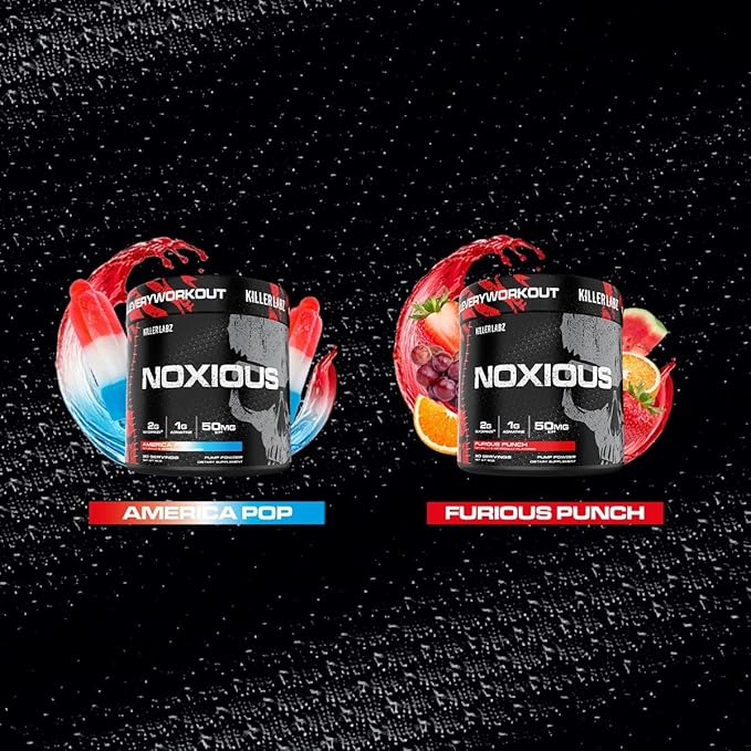 Noxious Extreme Nitric Oxide Booster Pump Pre-Workout Powder | Endurance and Muscle Building | 30 Servings (Furious Punch)