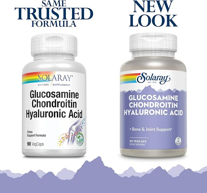 SOLARAY Glucosamine Chondroitin and Hyaluronic Acid, 1500mg/1000mg/20mg 90 90 Capsules