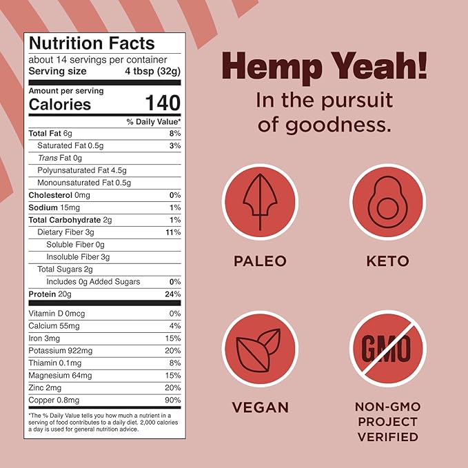 Manitoba Harvest Hemp Yeah! Organic Max Protein Powder, Unsweetened, 16oz; with 20g Protein and 4.5g Omegas 3&6 per Serving, Keto-Friendly, Preservative Free, Non-GMO, Packaging May Vary