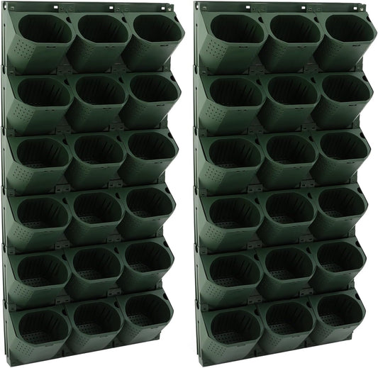 Self Watering Wall Planter | 36 Pots Vertical Garden Planter for Indoor Plants | Wall-Mounted Stackable wall planter | Hanging Plant Flower Pot Holder | 10.56 Fl Oz Each Individual Pot | Army Green