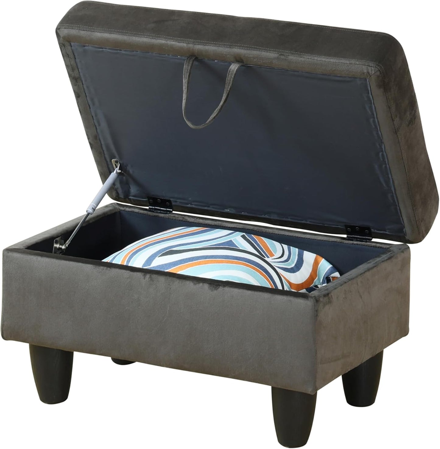 Ottoman Rectangular Storage Ottoman Bench, Flannel Footrest Stool Footstool with Lid for Living Room, Bedroom, Entryway, Brown, 28.5"x19"x17.5"