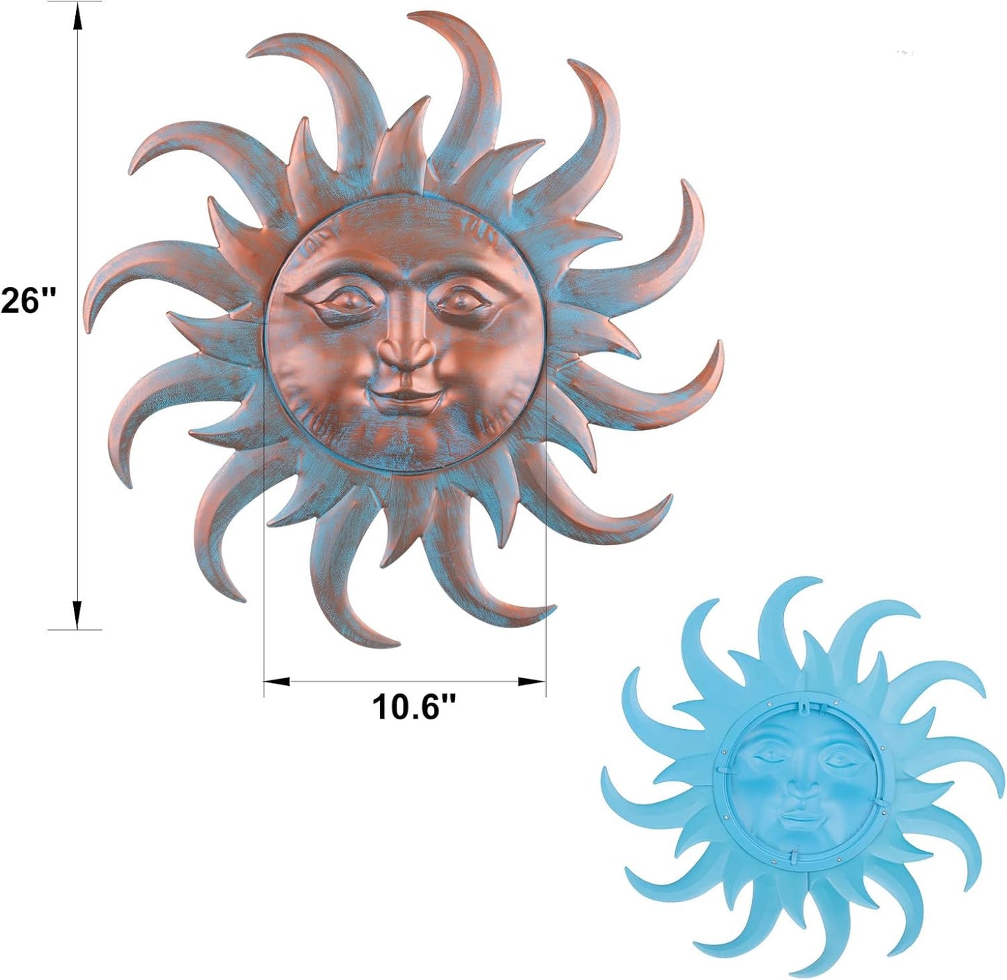 VZVXCC Sun Metal Wall Art Outdoor Decor - Cute Sun Face Metal Wall Sculpture Statues Wall Art Hanging Decoration for Indoor Outdoor,Garden, Home, Farmhouse, Fence Balcony Patio and Bedroom