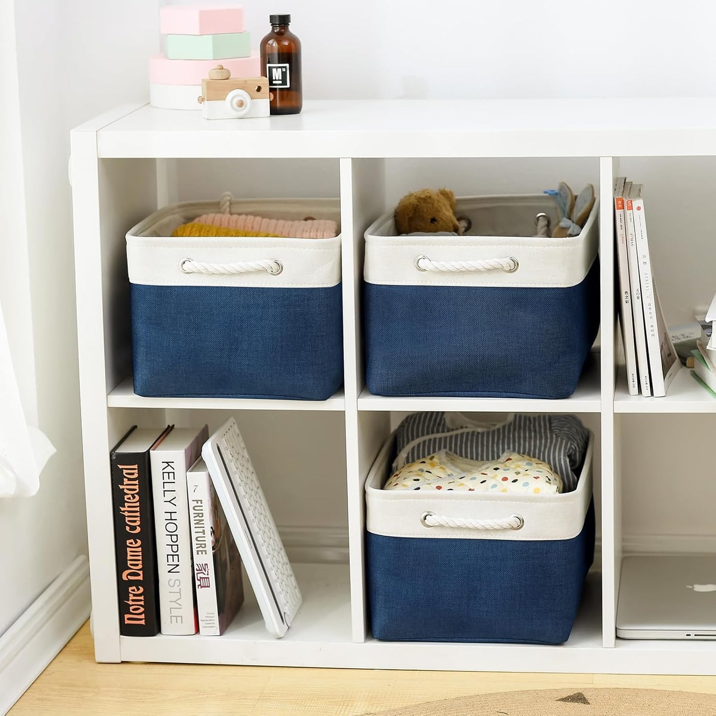 Storage Bins - Large Baskets for Storage Cubes with Handles Organization and Storage Baskets Gifts for Empty 15.7 (L) x 11.8 (W) x 8.2 (H) inches