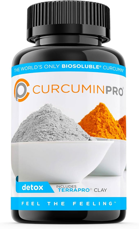 curcuminpro Detox Capsules | BioSoluble Whey Protein & Organic Turmeric Formula with Natural Bentonite Clay | Supports Gut, Heart, Health | 60-Count