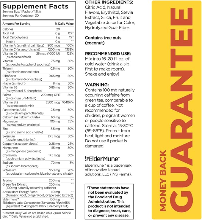Pureboost Immune Clean Energy Drink Mix: 1200 mg 28 Vitamins, 30 Count)