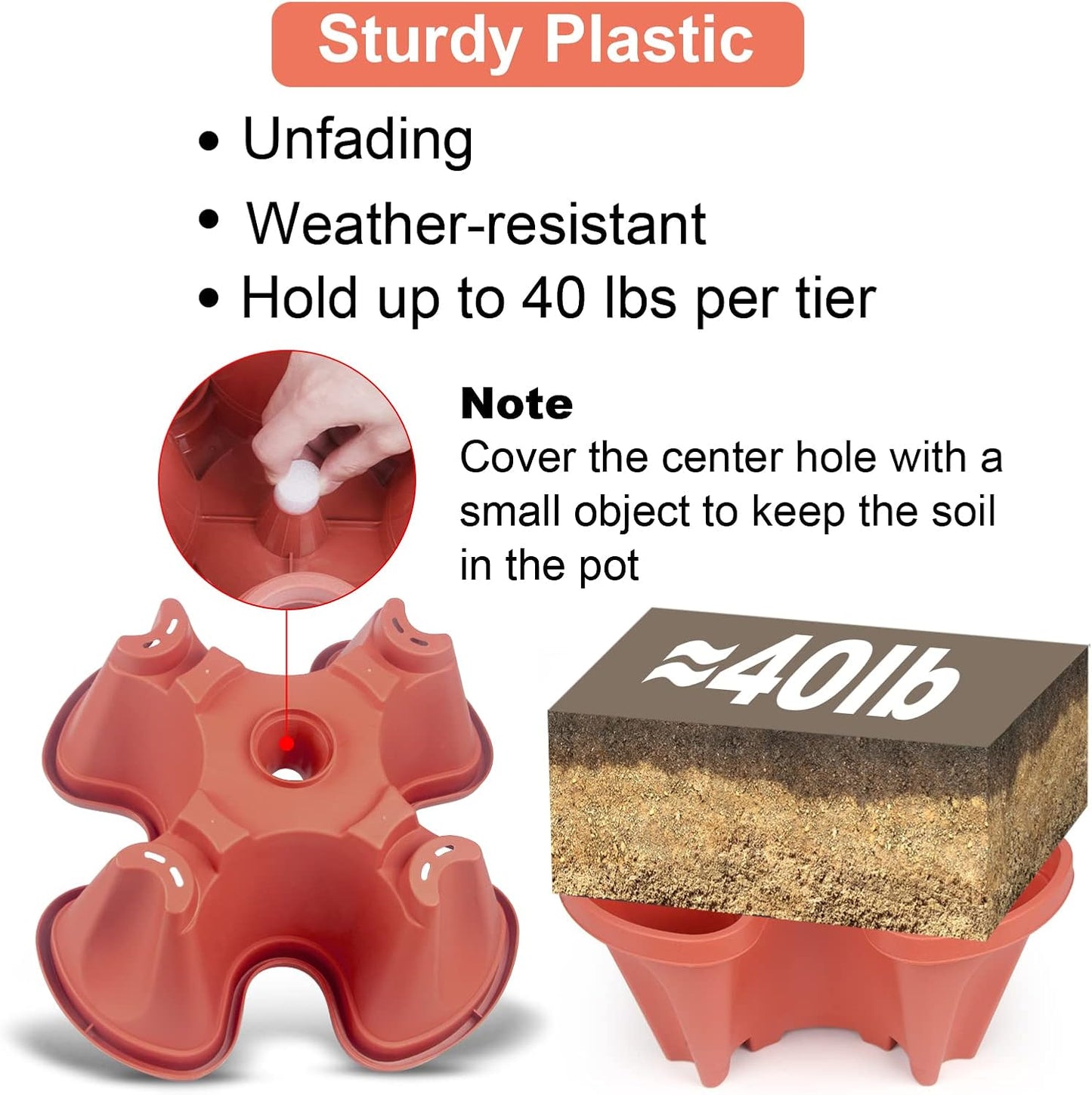 Vertical Planter 5 Tier Stackable Planters Garden Planters Strawberry Herb Flower and Vegetable Planter Indoor Outdoor Gardening Pots with Removable Wheels and Tools