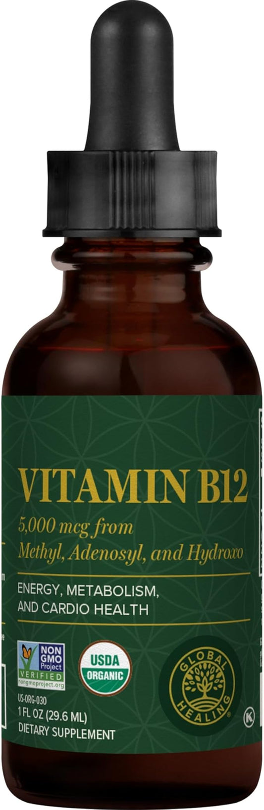Global Healing Vitamin B12 Sublingual 5000 B12 Vitamins (1 Oz)