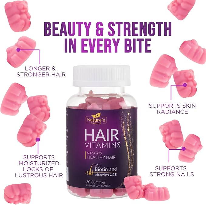 Hair Vitamins Gummies with Biotin 5000 60 Gummy