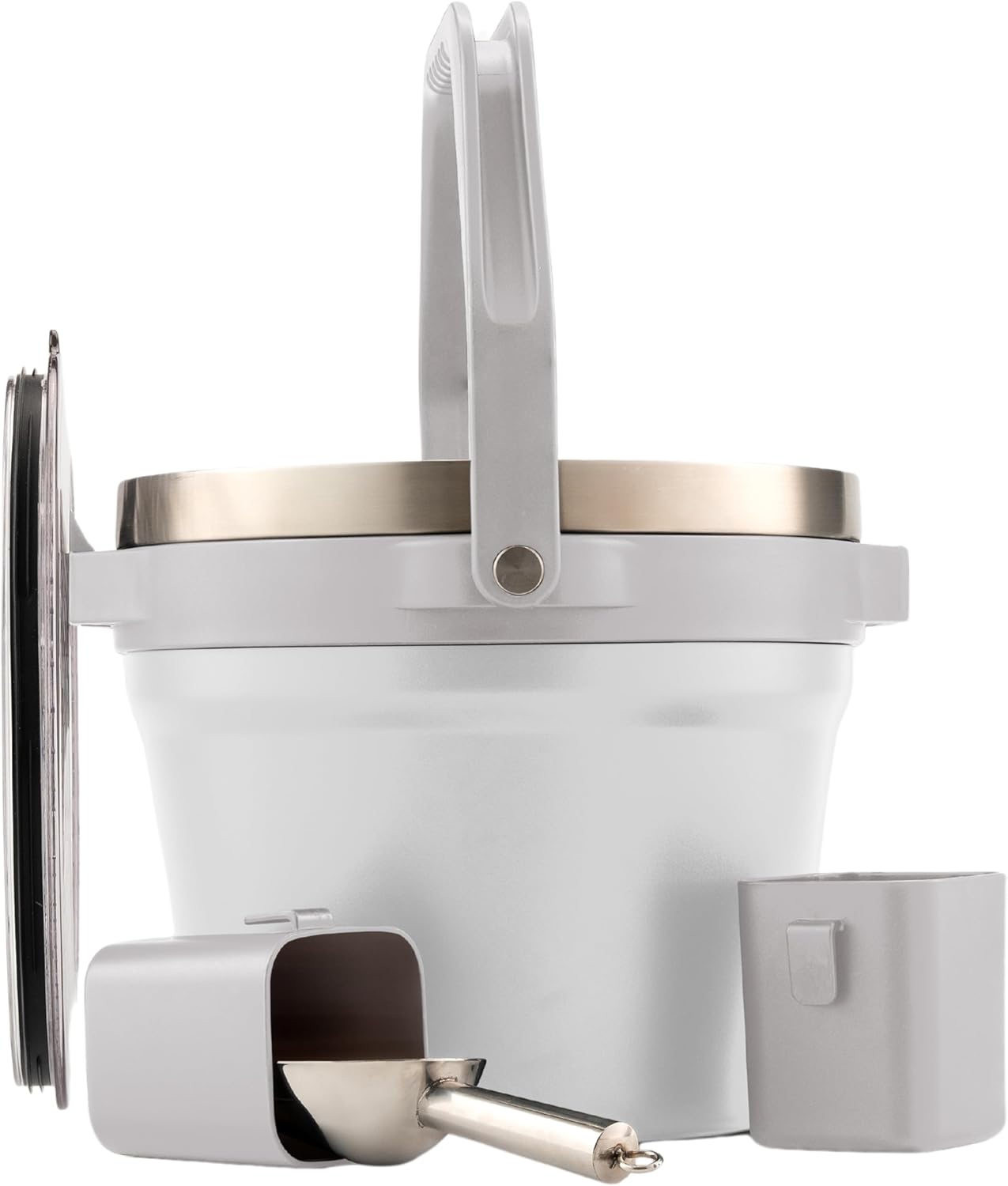 Large Insulated Ice Bucket with Lid – Stainless Steel Ice Bucket and Scoop – Ice Buckets for Parties, Bars – Ice Bucket with Lid and Scoop – Outdoor Ice Bucket, Cocktail Use (White)