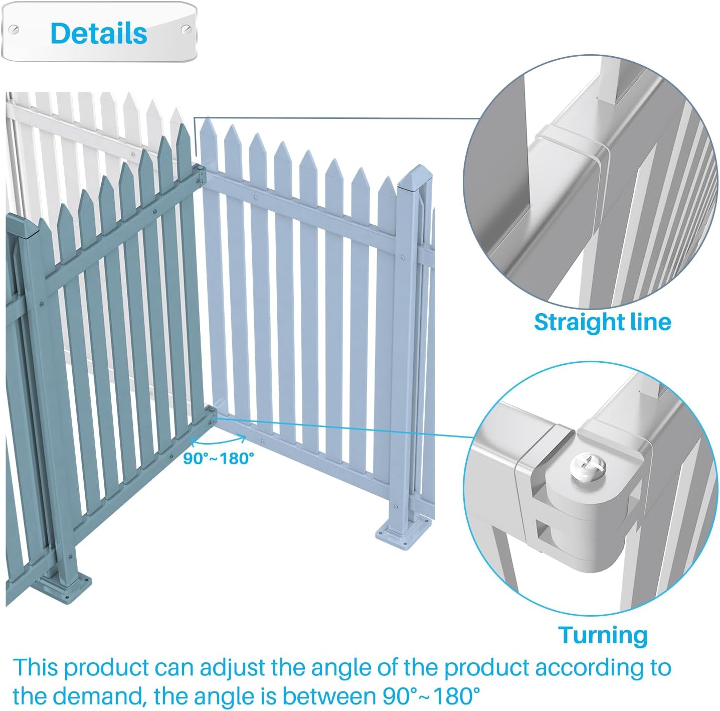 Patio 7 Sets Vinyl Picket Fence Panels 30" H x 84" W White PVC Decorative Fence for Front Yard Porch Patio Deck Pool Air Conditioner Fence Safety Dog Fence (34 Pickets, Straight)