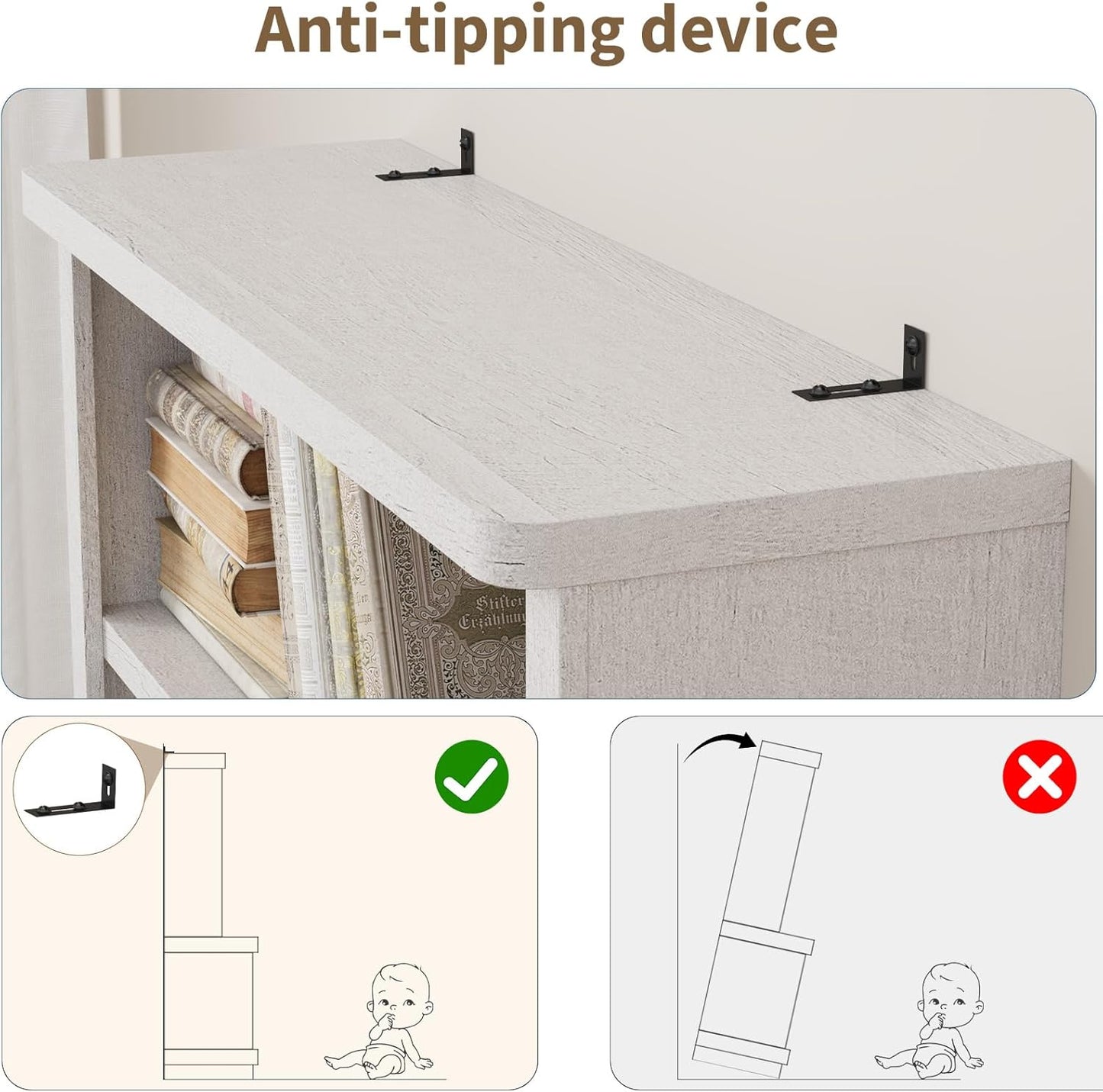 Rresyet 5 Tier Bookcase with Flip-Flop Design, 71" x 37" x 16" Wooden Book Shelf, Extra Bookshelf Storage Organizer, Display Standing Shelf Unit for Home Office, Living Room, Study Room (White)