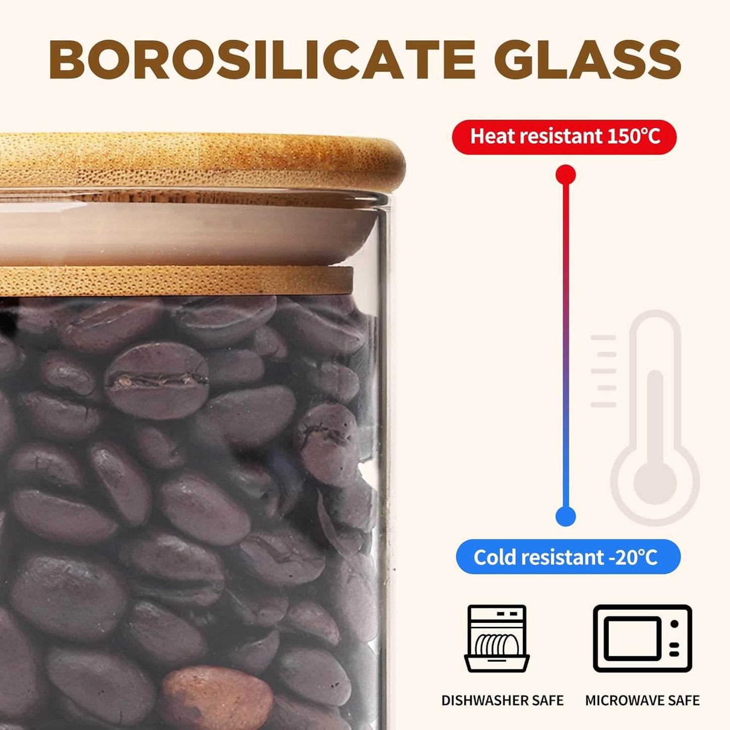 17oz Glass Food Storage Jars, Glass Jars with Bamboo Lids, Kitchen Storage Jars, Set of 12, Canisters with Airtight Lids for Spice, Coffee, Cookie, Pantry Organizers