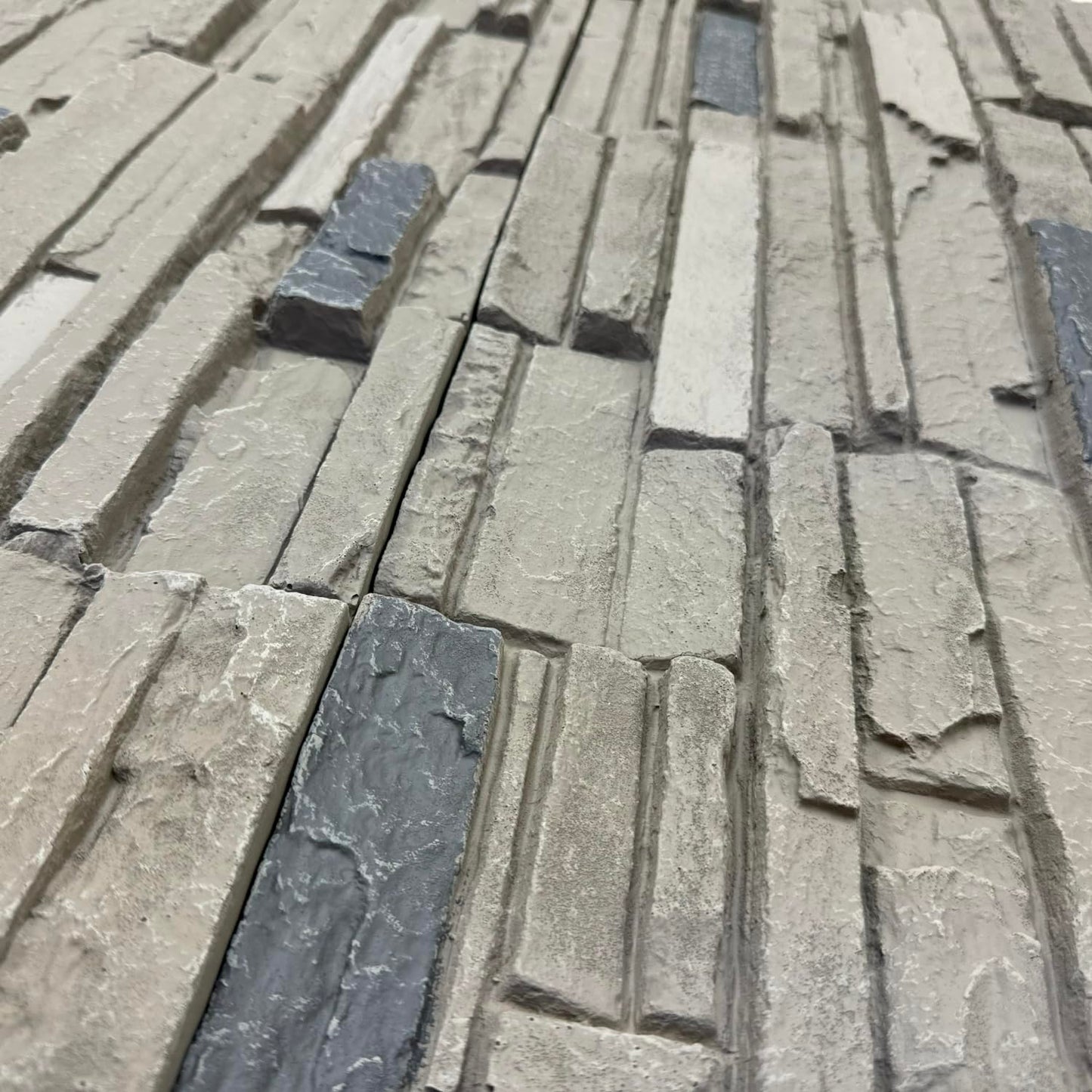 OTECKO 6-Pack Faux Stone Wall Panel 48 in x 13 in x 2 in Stacked Stone High Density Polyurethane Wall Siding Panels 24 sq ft, Easy Install, Interior/Exterior Arizona Trail (Light Gray)