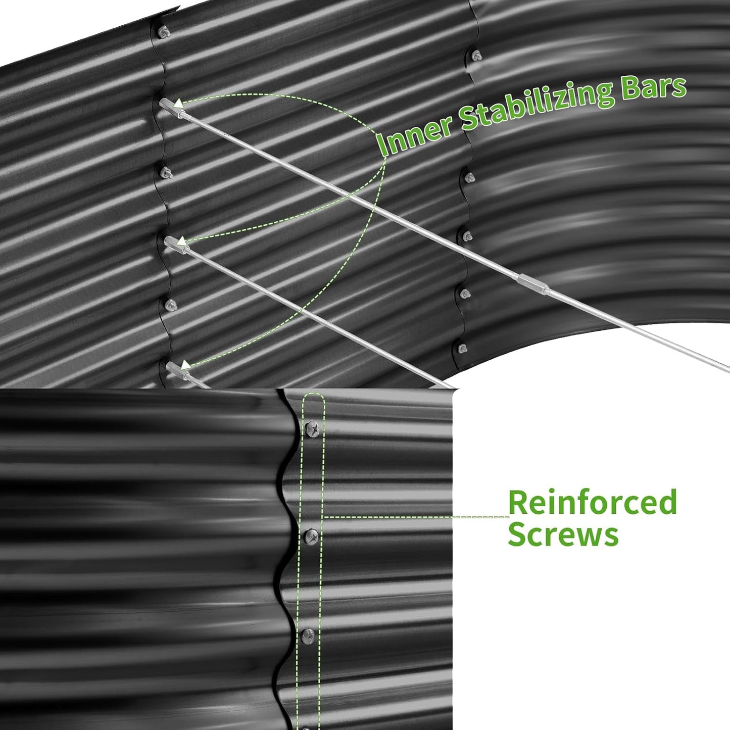 Land Guard 8x4x3ft Oval Galvanized Raised Garden Beds, Large-Capacity Metal Planter Box Outdoor, Durable Deep Raised Garden Bed 3ft Tall, Raised Beds for Gardening Vegetables, Dark Grey