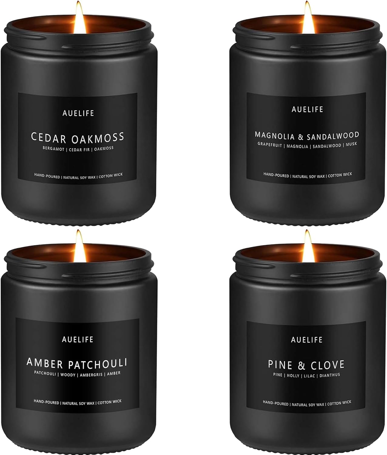 Scented Candles Set | Gifts for Men - 4 Pack Men Candle Set, Masculine Candle, Soy Candles for Home Scented, Gift for Dad Fathers Day -Scent of Cedar Oakmoss/Pine&Clove/Patchouli/Sandalwood