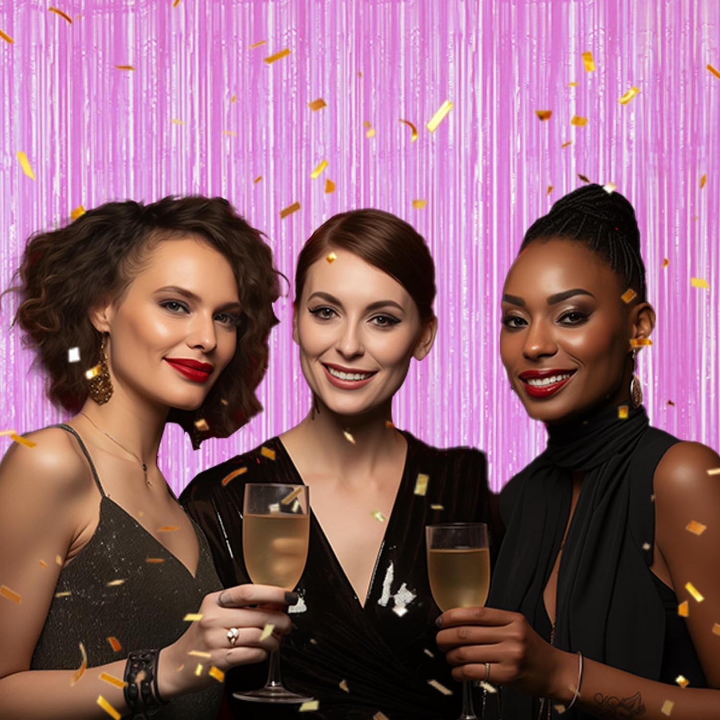 3 Pack Foil Fringe Backdrop - Pastel Purple Shiny Tinsel Curtains for Party Decoration/Photo Booth Props - 3.3x8.2 FT Metallic Foil Backdrop for Birthday, Wedding, Graduation, Christmas.