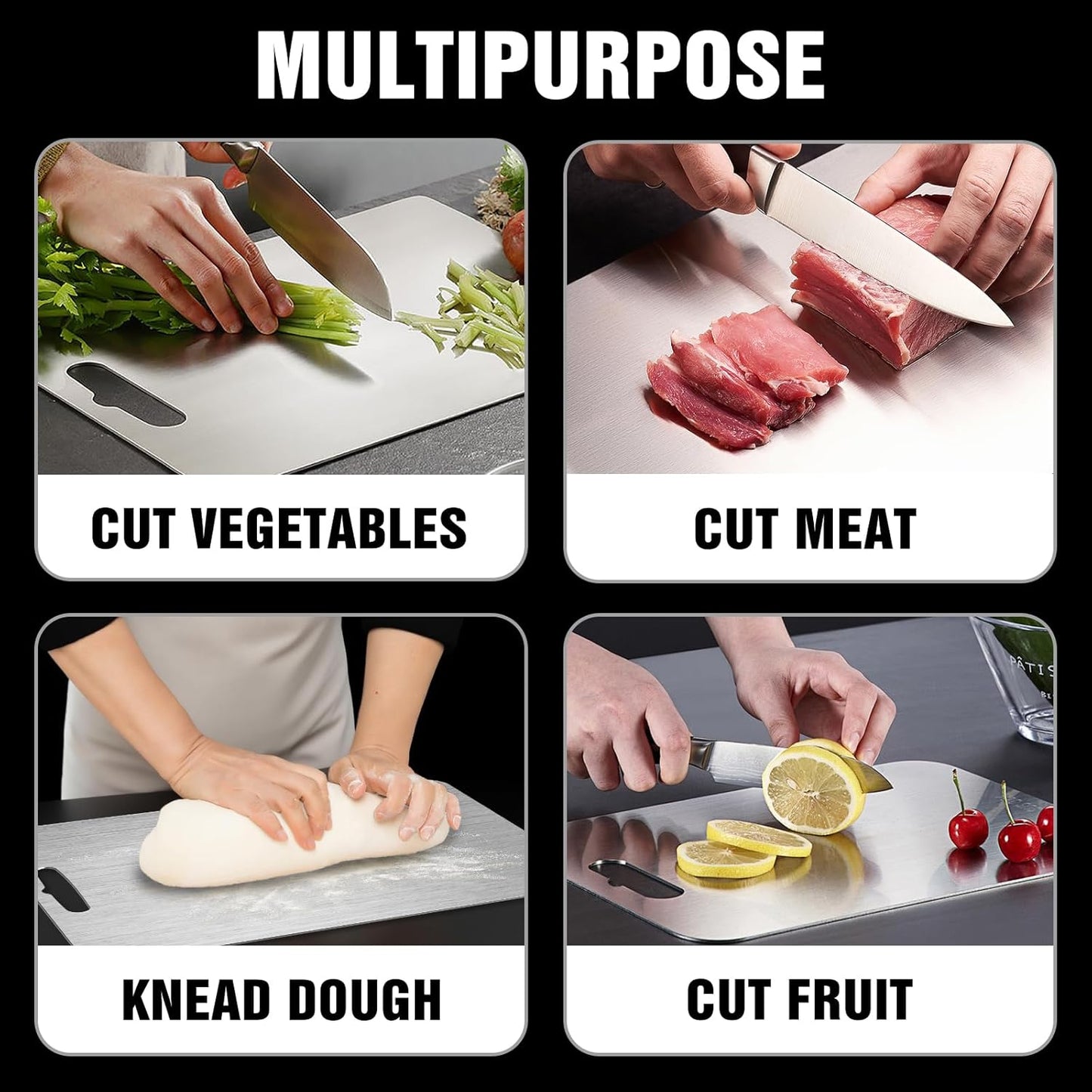 Titanium Cutting Board for Kitchen - 100% Pure Titanium Cutting Boards Non Toxic - 2025 New Upgrade Double Sided Metal Chopping Boards for Meat, Vegetables, Fruits, Dishwasher Safe (18 x 12 In)