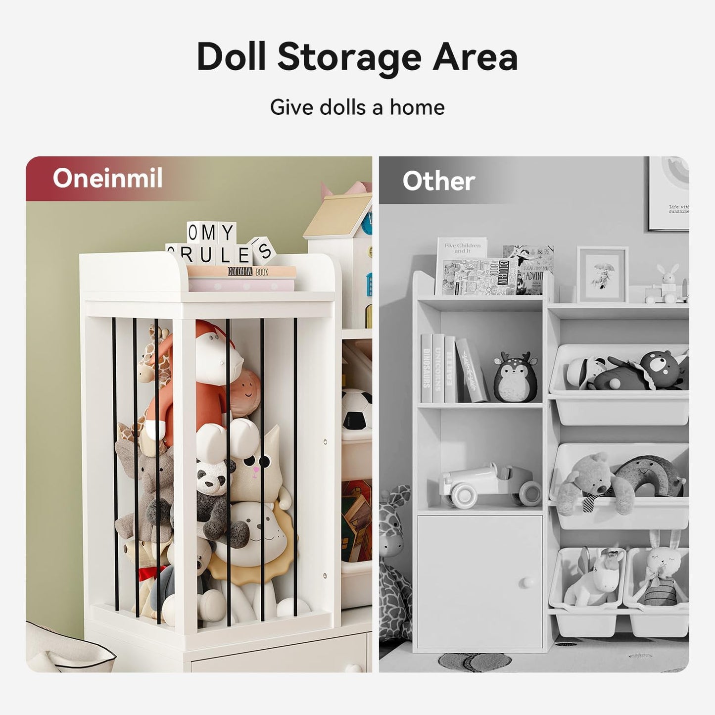 Treesland 55 Inch Large Kids Toy Storage Organizer, Kids Bookshelf Bookcase, Toy Storage Cabinet for Playroom, Bedroom Nursery