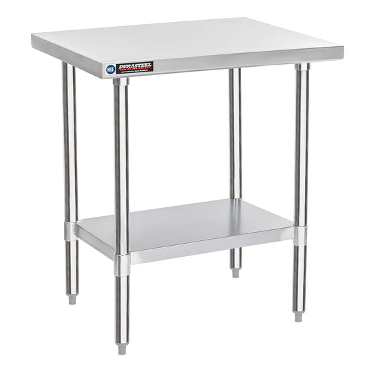 DuraSteel 24x30 Stainless Steel Work Table - NSF Commercial Prep Metal Table - Outdoor Pizza Oven Stand w/Under Shelf - Kitchen Island Laundry Utility Garage Microwave Stand Large Rolling Storage Cart