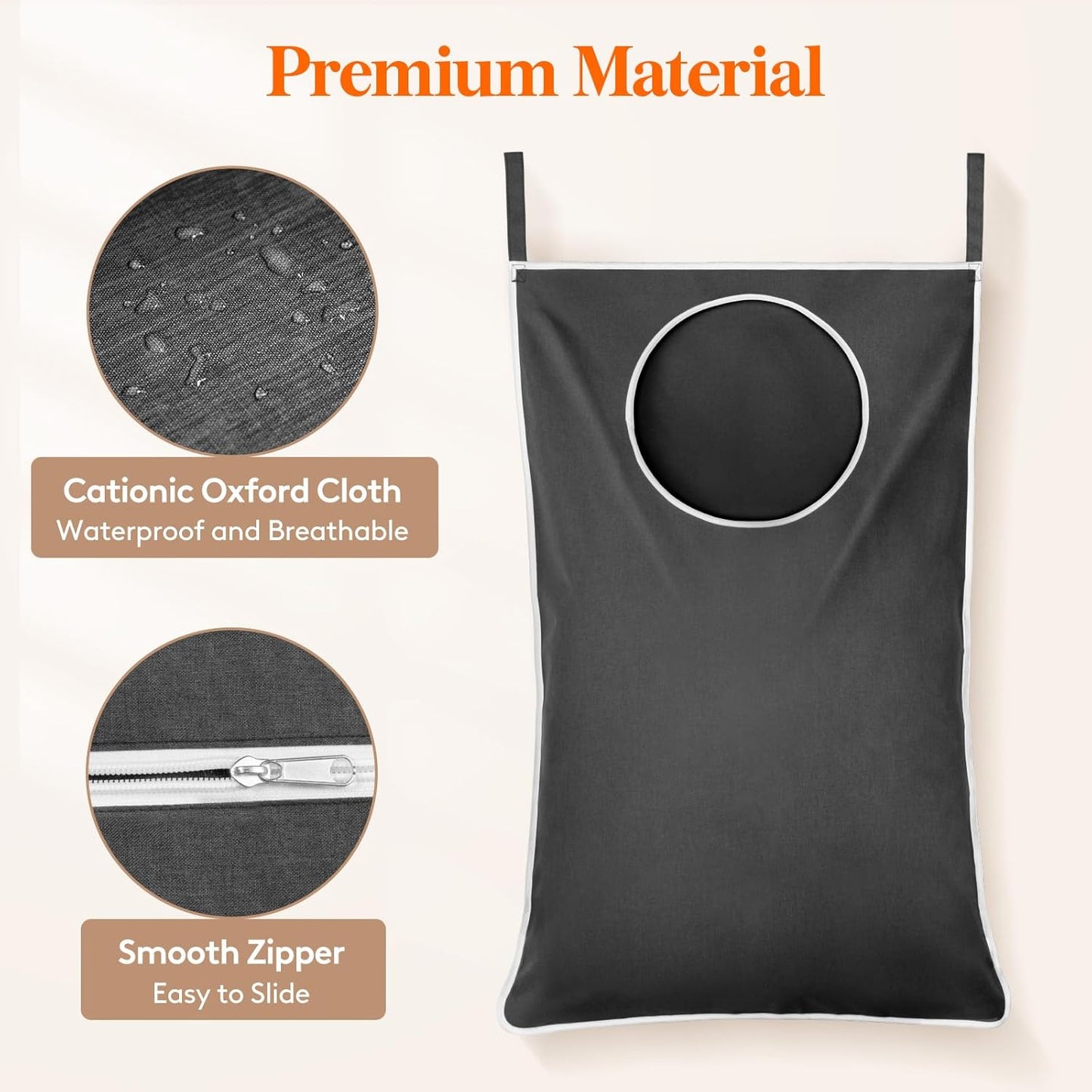 Lifewit 2 Pack Over Door Laundry Hamper, Large Collapsible Hanging Laundry Hamper, Hanging Laundry Basket Bag for Bathroom Bedroom Dirty Clothes Storage Organizer, Dark Gray