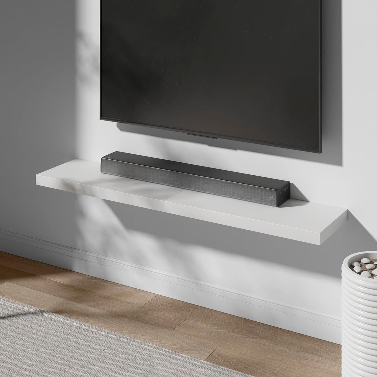 Floating Shelf, Set of 2 Wall Shelf, 24 in W x 12.75 in D x 2 in H Wooden Floating Wall Shelf with Invisible Brackets for Living Room/Bedroom/Bathroom/Kitchen Storage and Decor, White