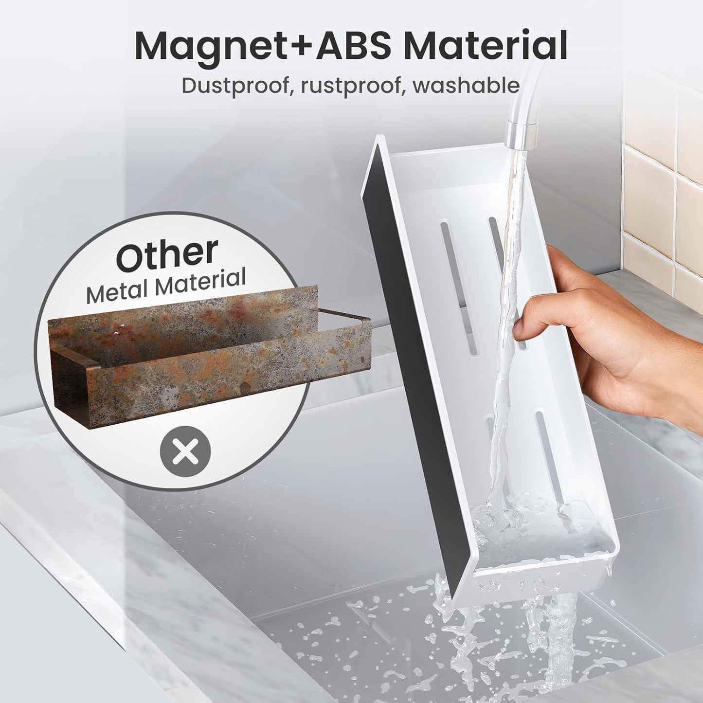 Magnetic Spice Rack for Refrigerator, Kitchen Organizer and Storage Shelf, White (6 Pack)…