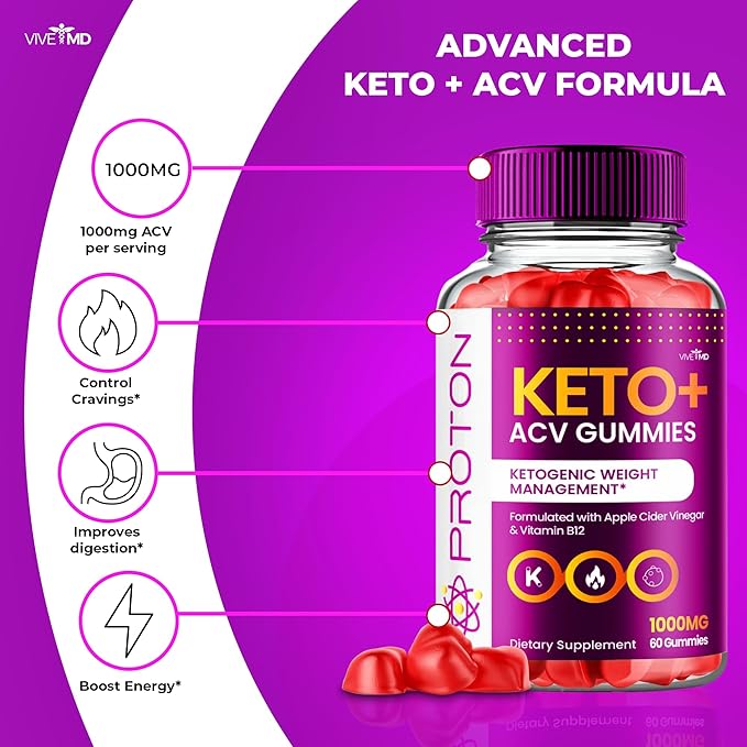 Proton Keto ACV Gummies Advanced Weight Management, Protein Keto ACV Gummies, Proton Keto Plus Gummies with Apple Cider Vinegar Supplement 1000mg, Proton Keto+ACV Gummies Reviews (1 Pack)