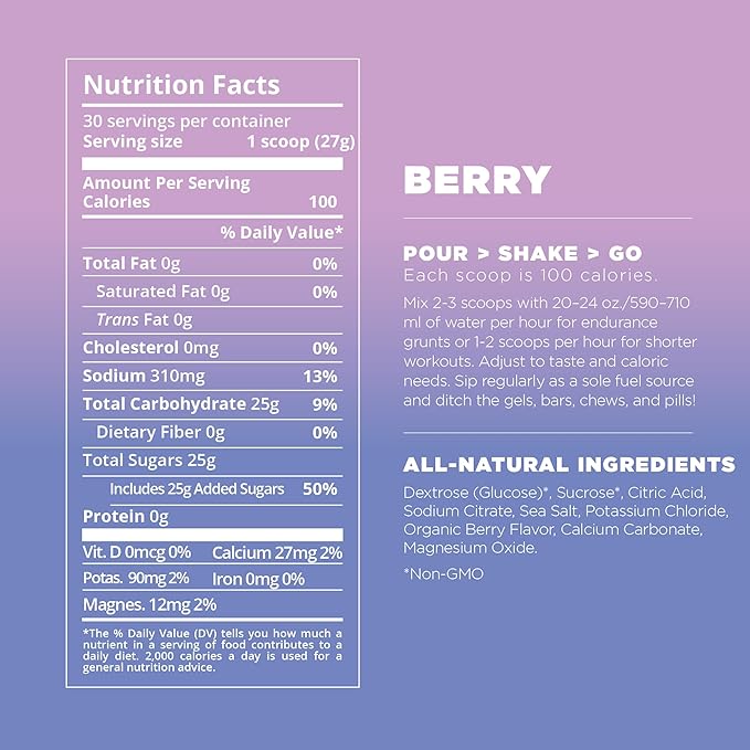 Tailwind Nutrition Endurance Fuel, Electrolyte & Hydration Sports Drink Mix Powder, Gluten-Free, Vegan, Berry, 30 Servings