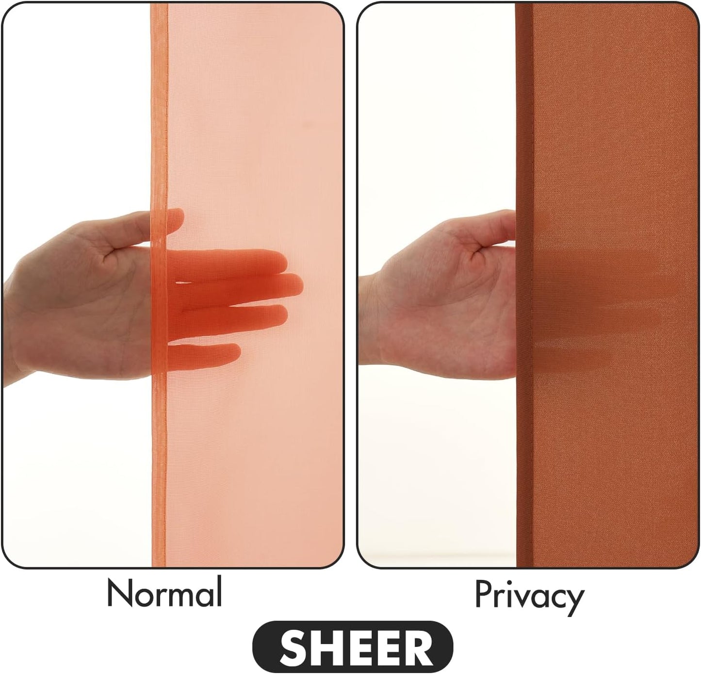 MIULEE Terracotta Privacy Sheer Curtains That Let Light in 84 Inches Long Non-See-Through Semi Sheer Curtain Light Filtering Window Curtains Drapes for Living Room Bedroom 2 Panels Set 42 X 84