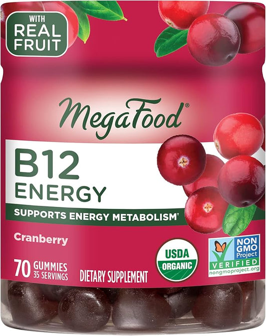 MegaFood Vitamin B12 Energy Gummies B12 Vitamins B12 Supplement 70 Gummies, 35 Servings