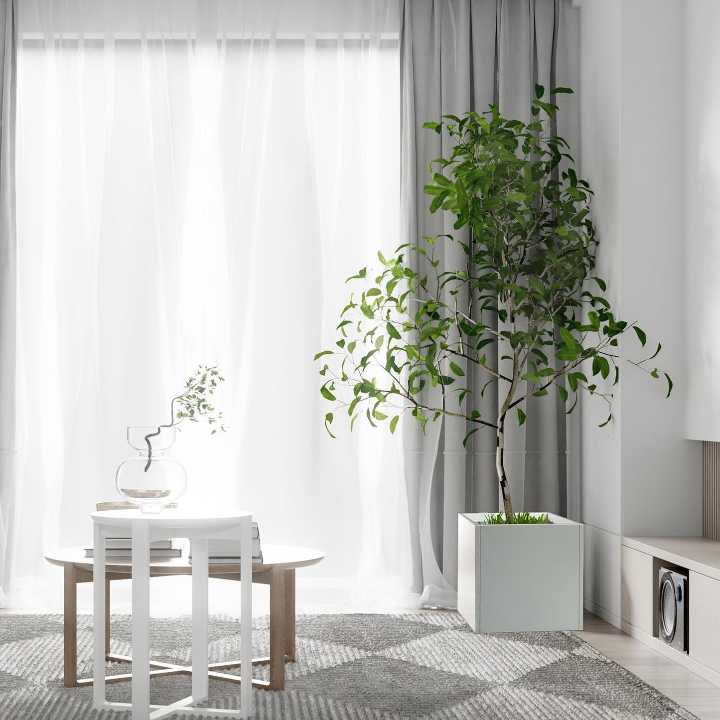 White Outdoor Planter Square Steel Planters Galvanized Steel Planter Box Indoor Metal Large Planters Cube Heavy Duty Flower Pot 20 Inch Modern Commercial Residential for Trees Patio Deck Yard Garden